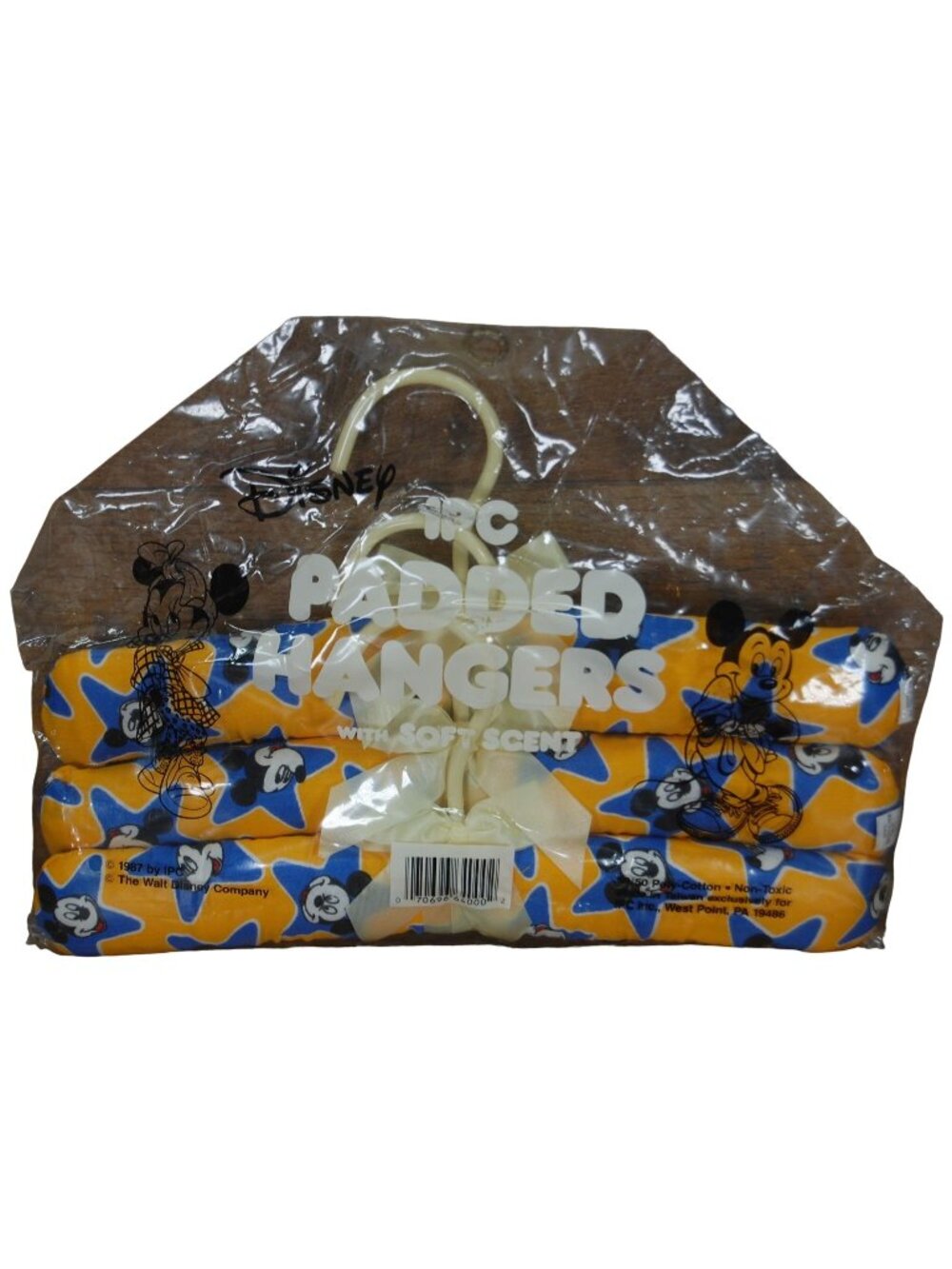 NEW Vintage 1987 Mickey Mouse Disney IPC Padded Hangers Soft Scent Blue Yellow